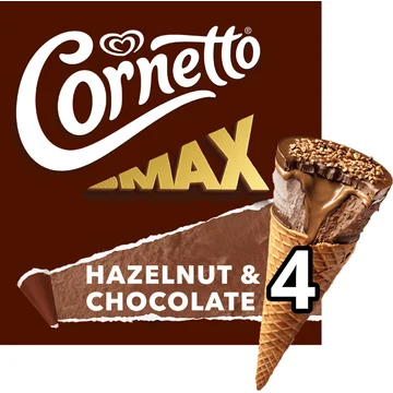 Cornetto Ijshoorntje Max Hazelnoot & Chocolade 4 x 90 ml