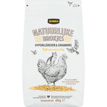 Jumbo Natuurlijke Brokjes Katten Hypoallergeen & Graanvrij 800g - Rijk aan Kip