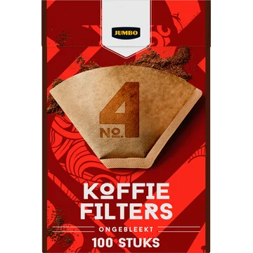 Jumbo Koffiefilters No. 4 Ongebleekt 100 Stuks