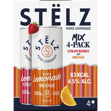Stelz Lemonade Mix Strawberry & Orange 4x250ML