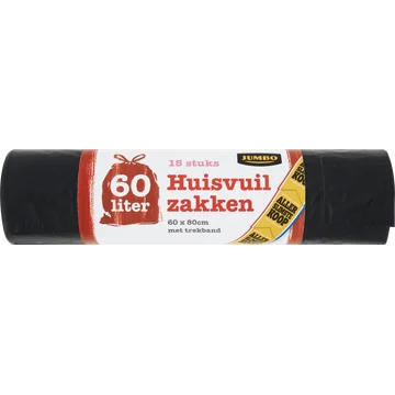Jumbo Vuilniszakken 60L 15 Stuks