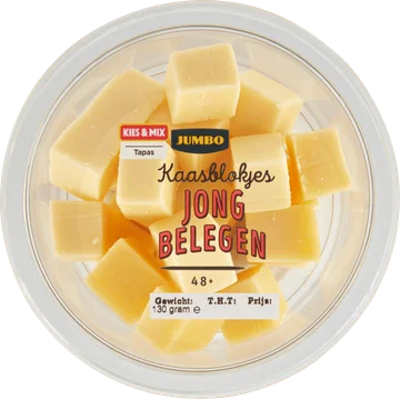Jumbo Kaasblokjes Jong Belegen 48+ 130 g
