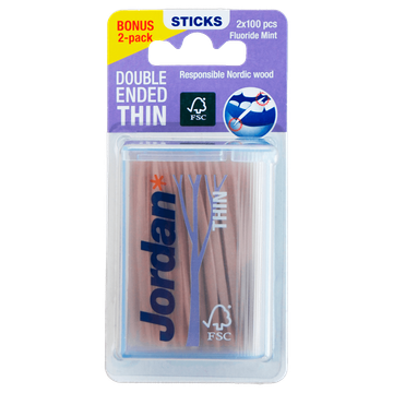 Jordan Tandenstokers Voordeelverpakking 2 x 100 Stuks