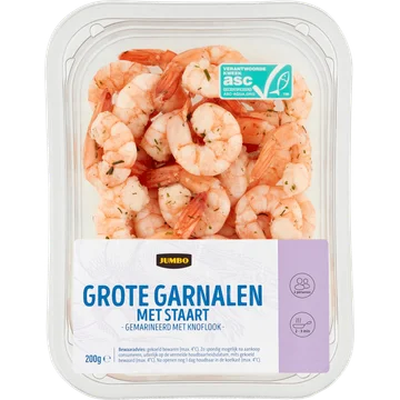 Jumbo Grote Garnalen met Staart Gemarineerd met Knoflook 200 g