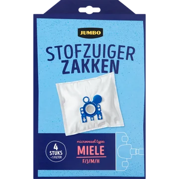 Jumbo Stofzuigerzakken met Filter 4 Stuks
