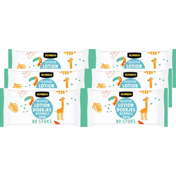 Jumbo Vochtige Lotion Doekjes Normale Huid - 6 x 80 Stuks