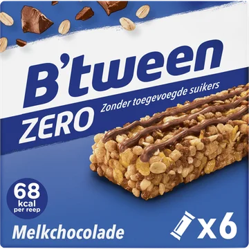 B'tween Mueslireep Zero Melkchocolade 6 x 20 g