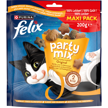 FELIX® Party Mix Original met Kip-, Lever- & Kalkoensmaak - Kattensnacks - 200g