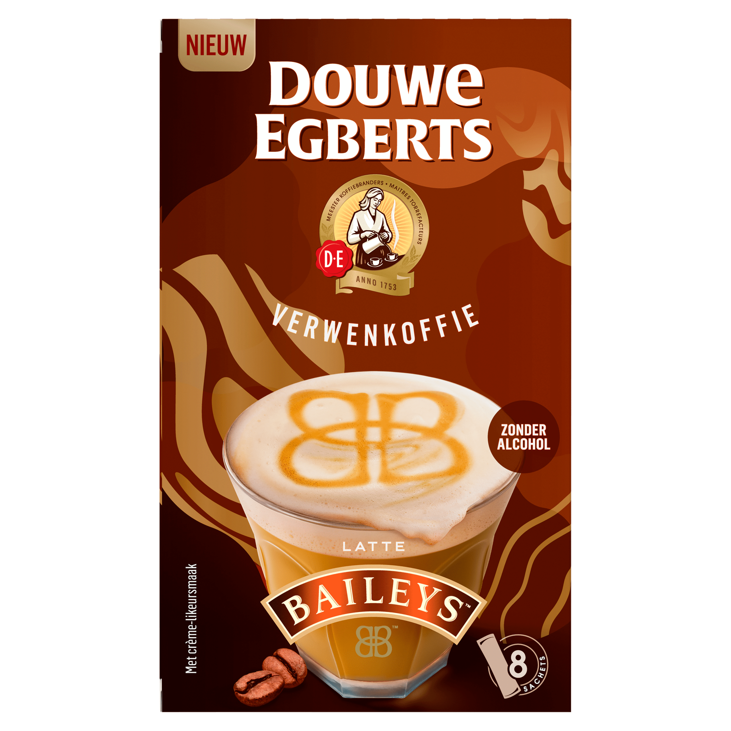 Douwe Egberts Verwenkoffie Latte Baileys 8 x 11,5 g