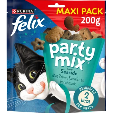 FELIX® Party Mix Seaside met Zalm-, Koolvis- & Forelsmaak - Kattensnacks - 200g