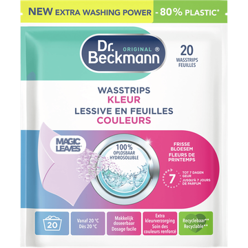 Dr. Beckmann Original Magic Leaves Wasmiddel Sheets Kleur 20 Wasbeurten 80 g