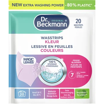 Dr. Beckmann Original Magic Leaves Wasmiddel Sheets Kleur 20 Wasbeurten 80 g