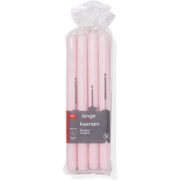 HEMA Lange Kaarsen Lichtroze 12 Stuks