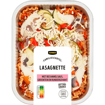 Jumbo Familieschotel Lasagnette met Bechamelsaus, Groenten en Rundergehakt 900 g