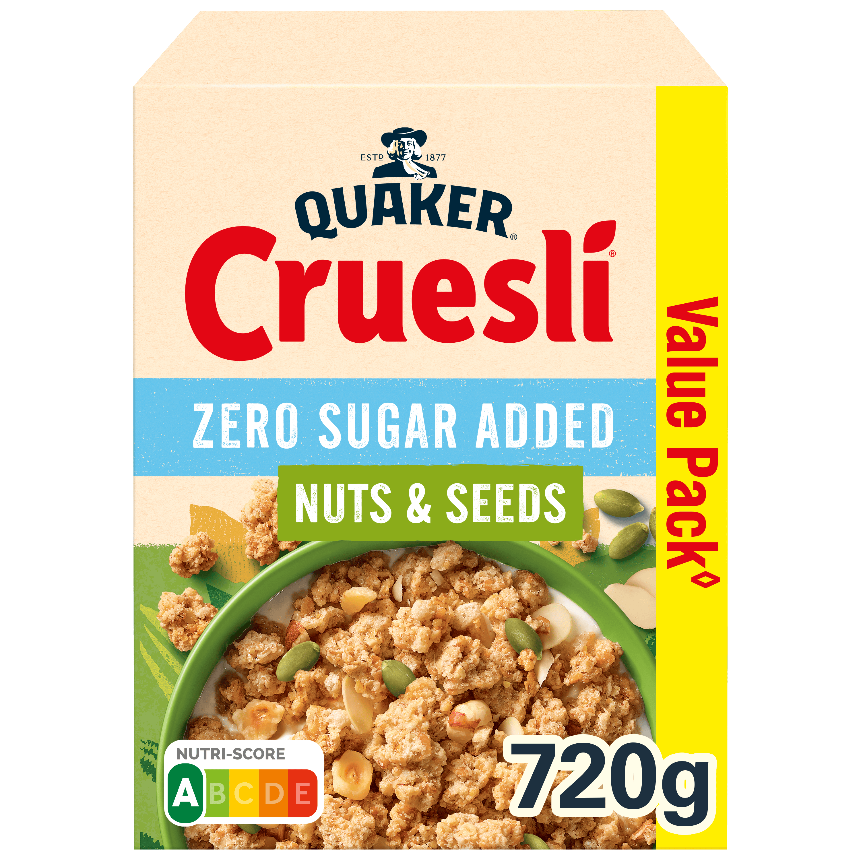 Quaker Cruesli Zero Sugar Added Nuts & Seeds 720 g