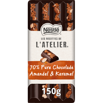 Les Recettes de l'Atelier 70% Noir Intense Amandel & Karamel 150 g