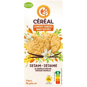 Céréal Zonder Suikers Koekjes Sesam & Vanillesmaak 132 g
