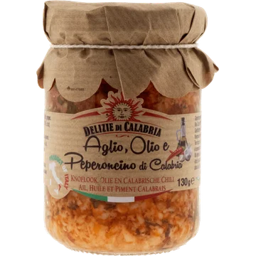 Delizie Di Calabria Knoflook, Olie en Calabrische Chili 130 g