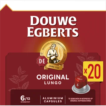 Douwe Egberts Lungo 6 Original Gemalen Koffie 20 Capsules 104g