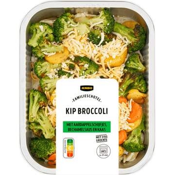 Jumbo Familieschotel Kip Broccoli met Aardappelschijfjes, Bechamelsaus en Kaas 900 g