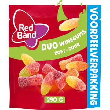 Red Band Duo Winegums Zoet Zuur Voordeelverpakking 290 g