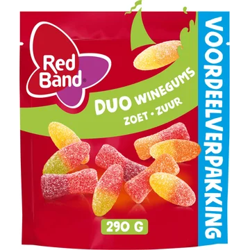 Red Band Duo Winegums Zoet Zuur Voordeelverpakking 290 g