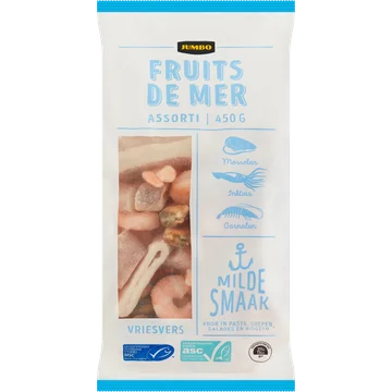 Jumbo Fruits de Mer Assorti Milde Smaak Vriesvers 450 g