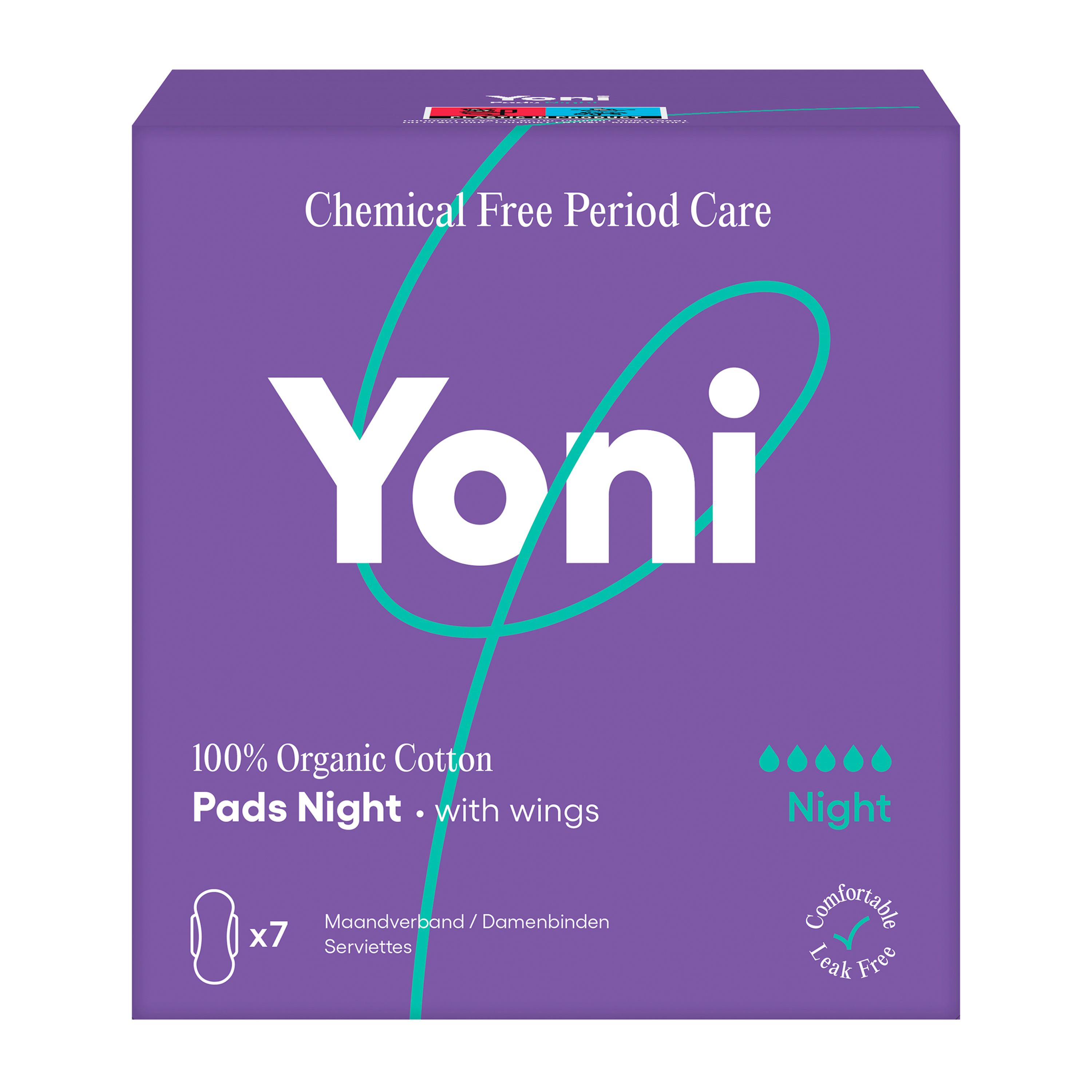 Yoni Maandverband Heavy 100% Biologisch Katoen met Vleugels 10 Stuks