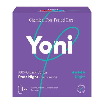 Yoni Maandverband Heavy 100% Biologisch Katoen met Vleugels 10 Stuks