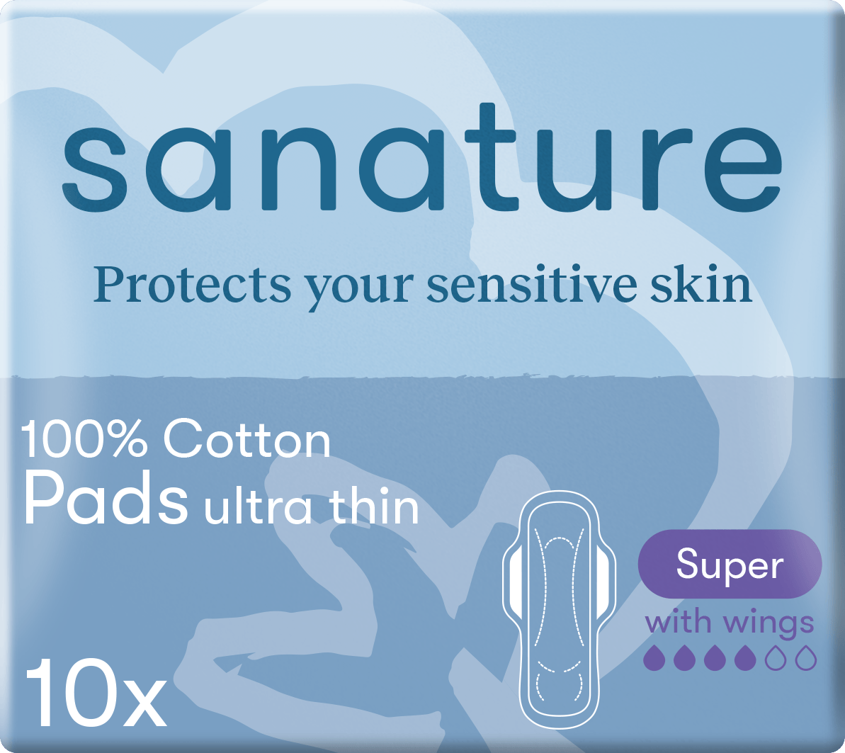Sanature 100% Katoenen Maandverband Ultra Super met vleugels 10 stuks