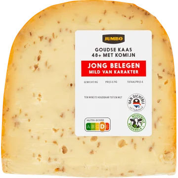 Jumbo Goudse Kaas 48+ Jong Belegen met Komijn Stuk ca. 350 g