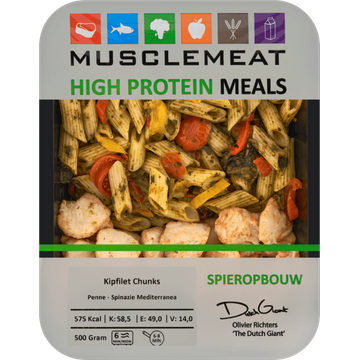 Muscle Meat High Protein Meals Kipfilet Chunks Penne - Spinazie Mediterranea 500 g