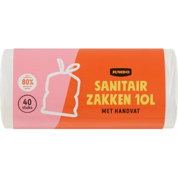 Jumbo Sanitairzakken met Handvat 10 L 40 Stuks