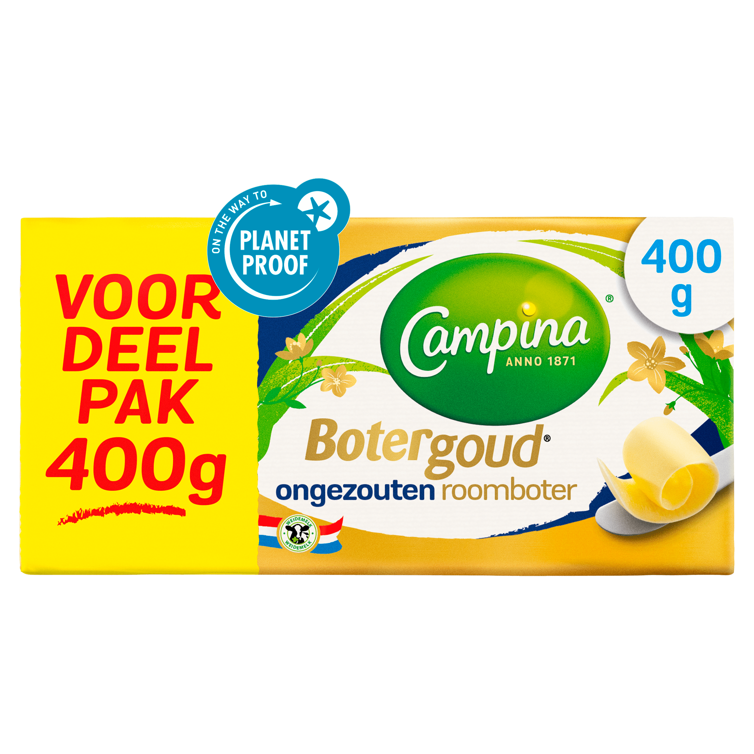 Campina Botergoud Ongezouten Roomboter Voordeelpak 400 g