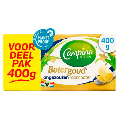 Campina Botergoud Ongezouten Roomboter Voordeelpak 400 g