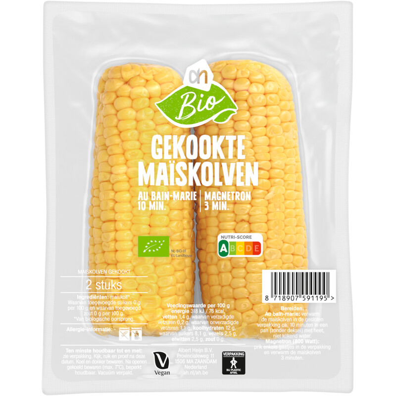AH Biologisch Gekookte maïskolven