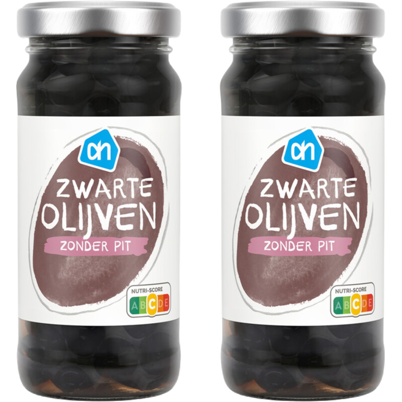 AH Zwarte olijven zonder pit 2-pack