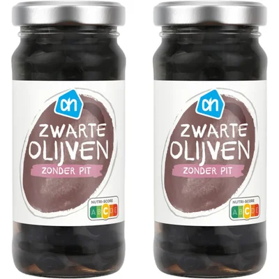 AH Zwarte olijven zonder pit 2-pack