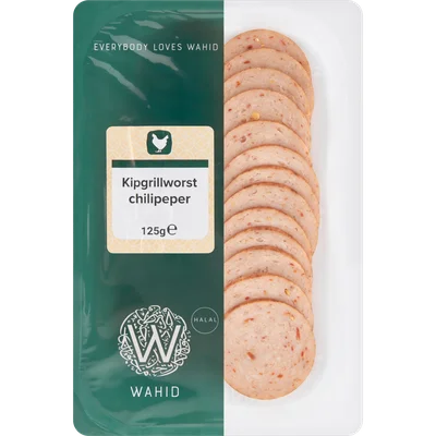 Wahid Kipgrillworst plakjes chilipeper