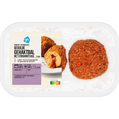 AH Gevulde gehaktballen met stroganoffsaus