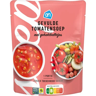 AH Gevulde tomatensoep met gehaktballetjes