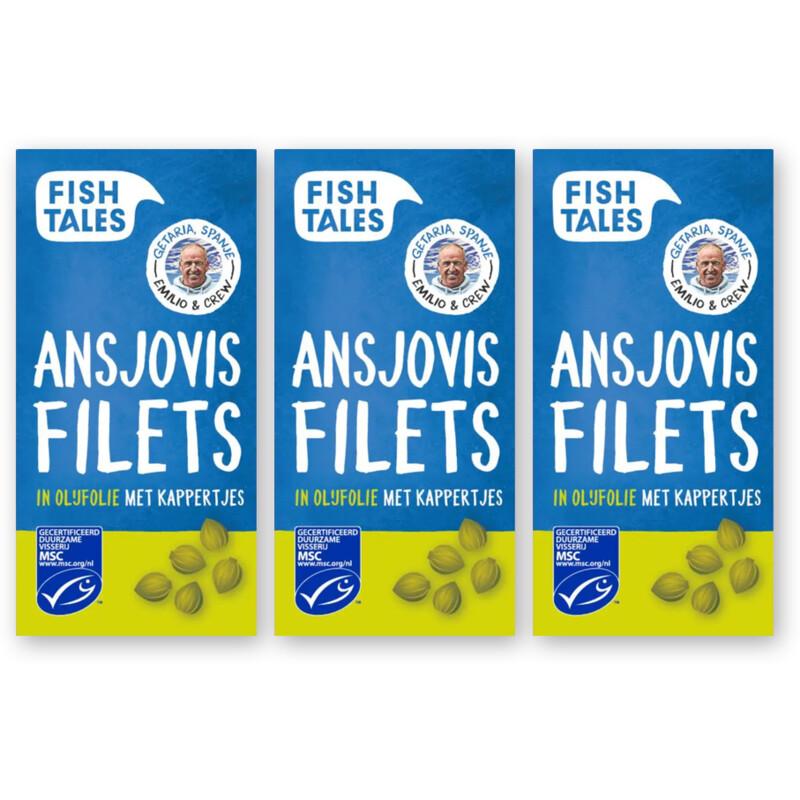 Fish Tales Ansjovisfilets met kappertjes 3-pack