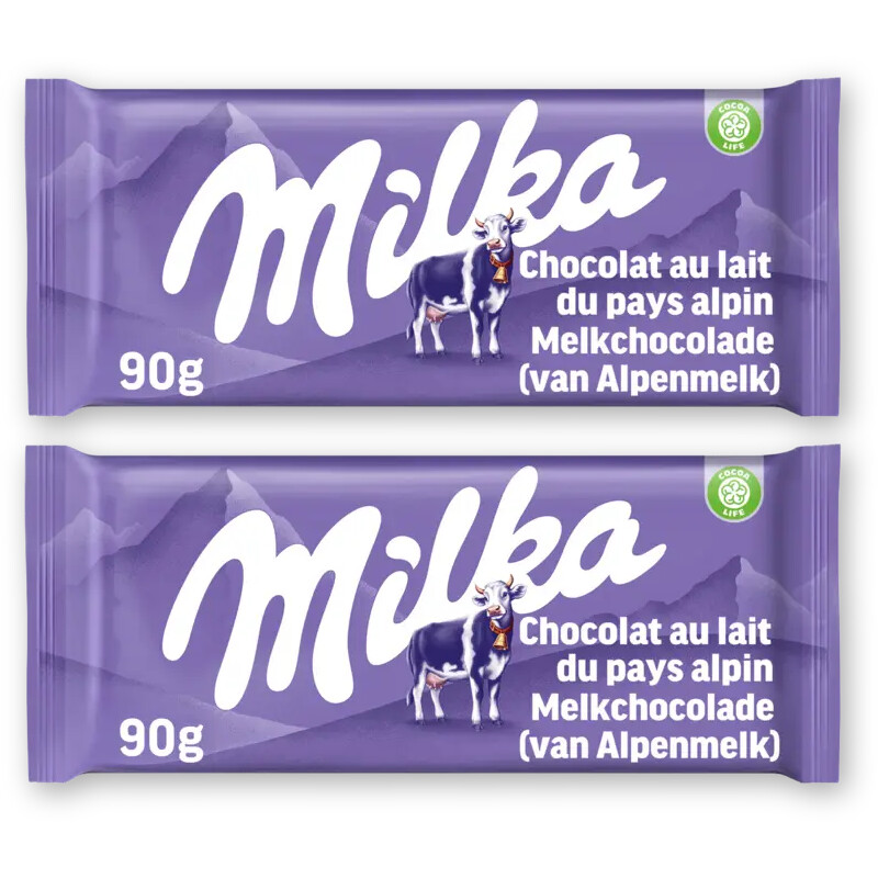 Milka Chocoladereep alpenmelk 2-pack
