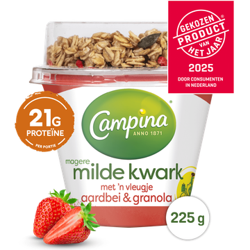 Campina Magere milde kwark aardbei & granola