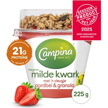 Campina Magere milde kwark aardbei & granola