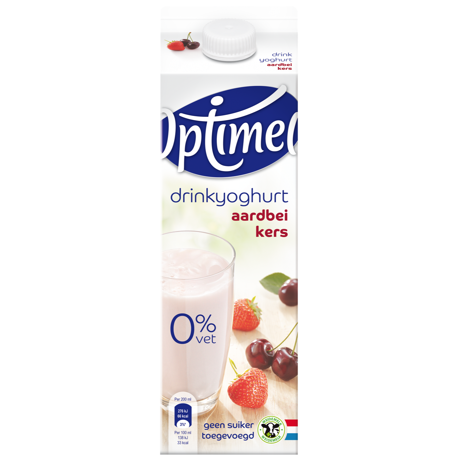 Optimel Drinkyoghurt aardbei-kers