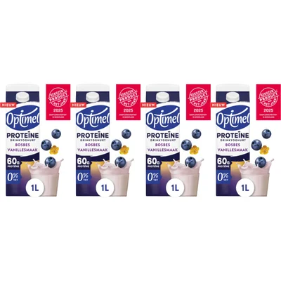 Optimel Drinkyoghurt protein bosbes vanil 4-pack