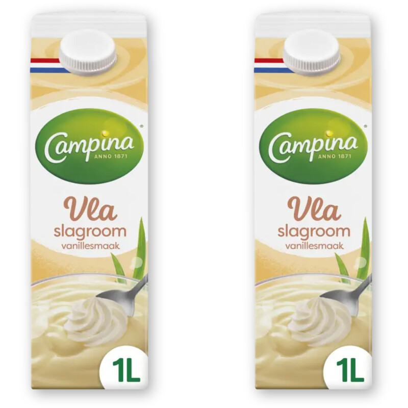 Campina Vla slagroom vanille smaak 2-pack