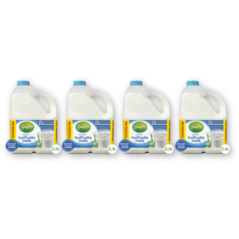 Campina halfvolle melk 2,4L can 4-pack