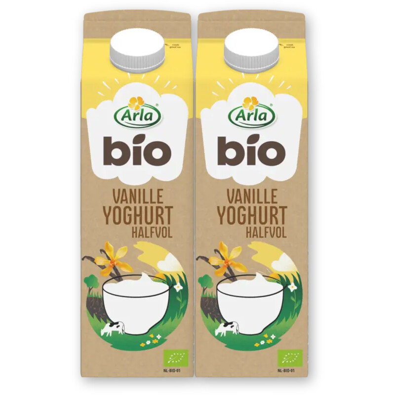 Arla Bio vanille yoghurt halfvol 2-pack